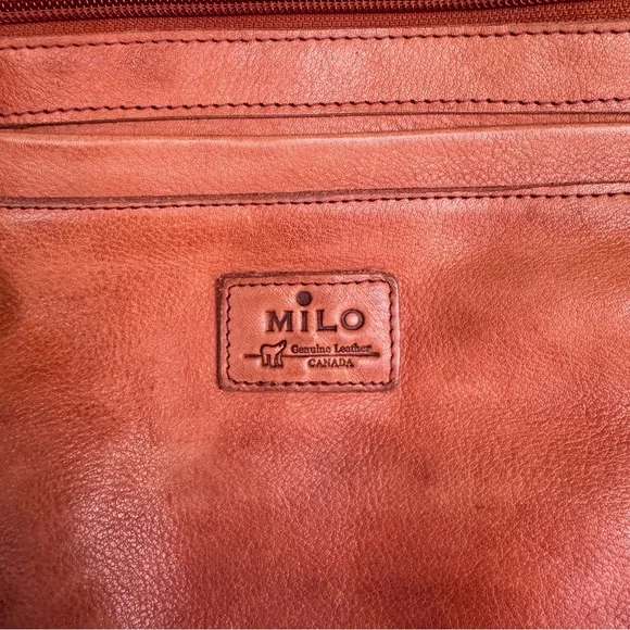Milo Canada Genuine Leather Palermo Burnt Orange Woven Crossbody Bag - Picture 2 of 16
